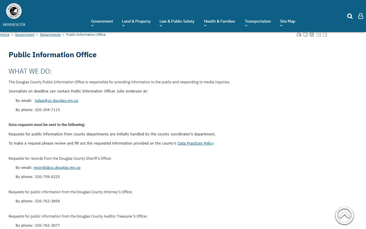 Douglas County Court Administrator public information records routing