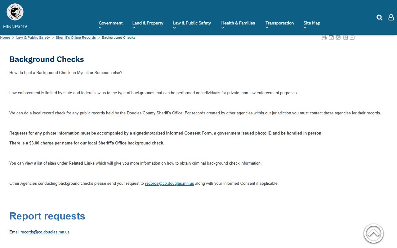 Douglas County arrest records background check source