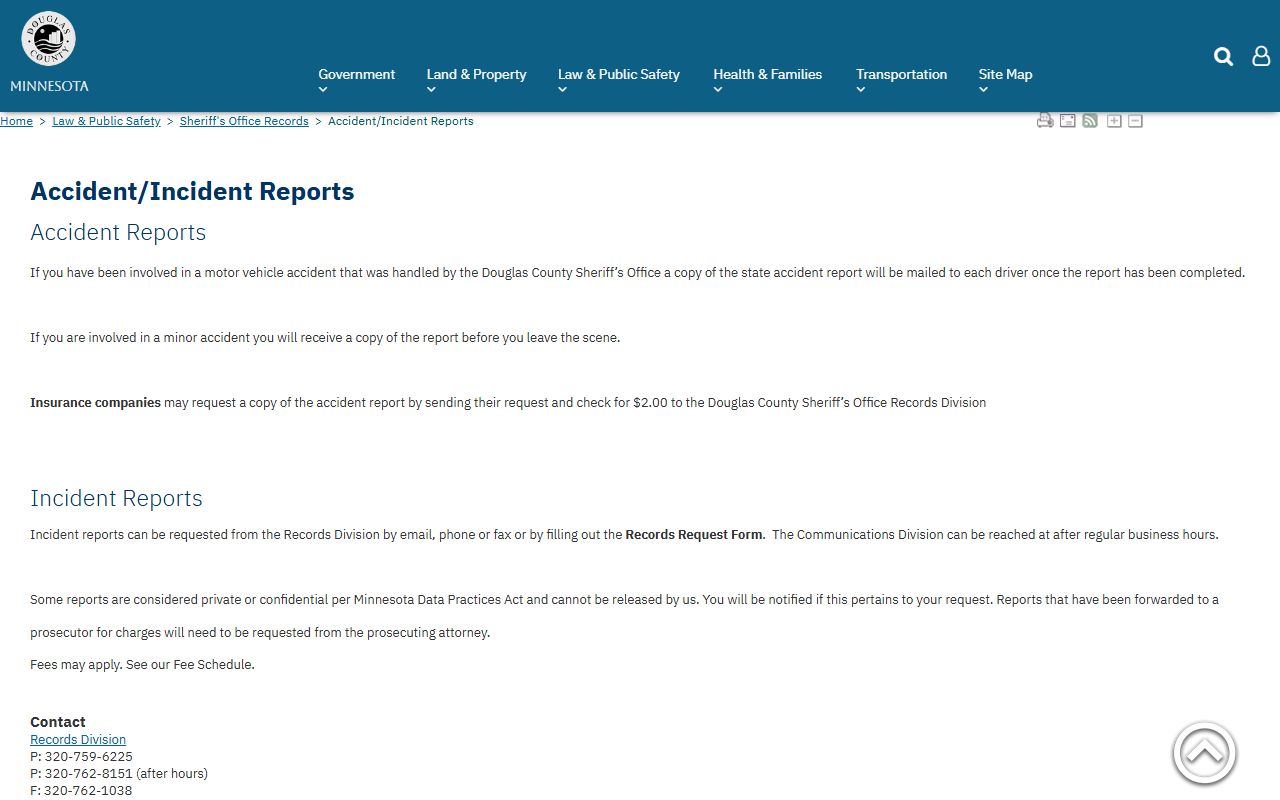 Douglas County arrest records incident reports and charges