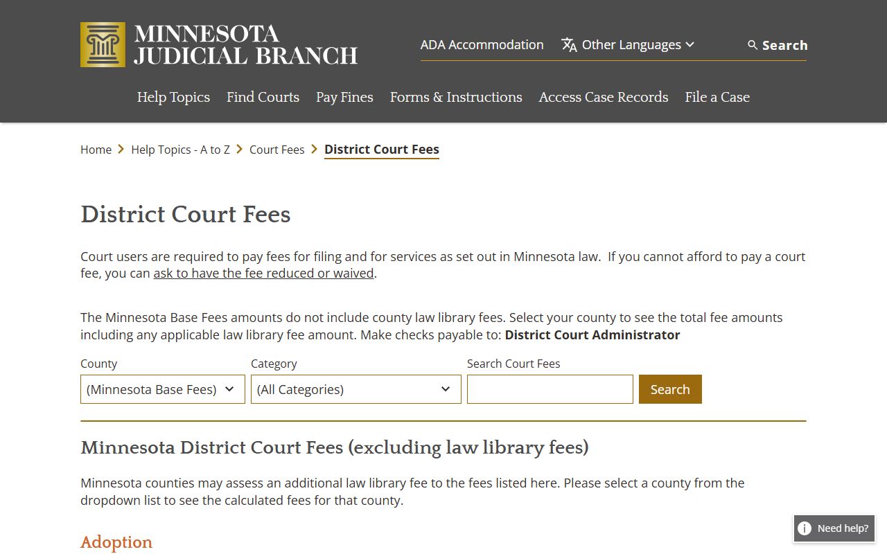 Douglas County court dockets district court fee source