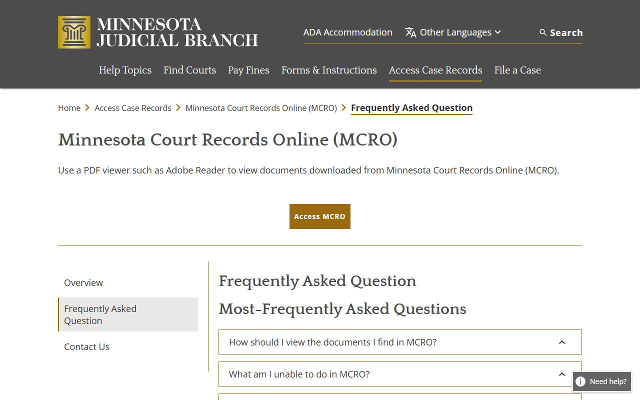 Douglas County court records MCRO FAQ details