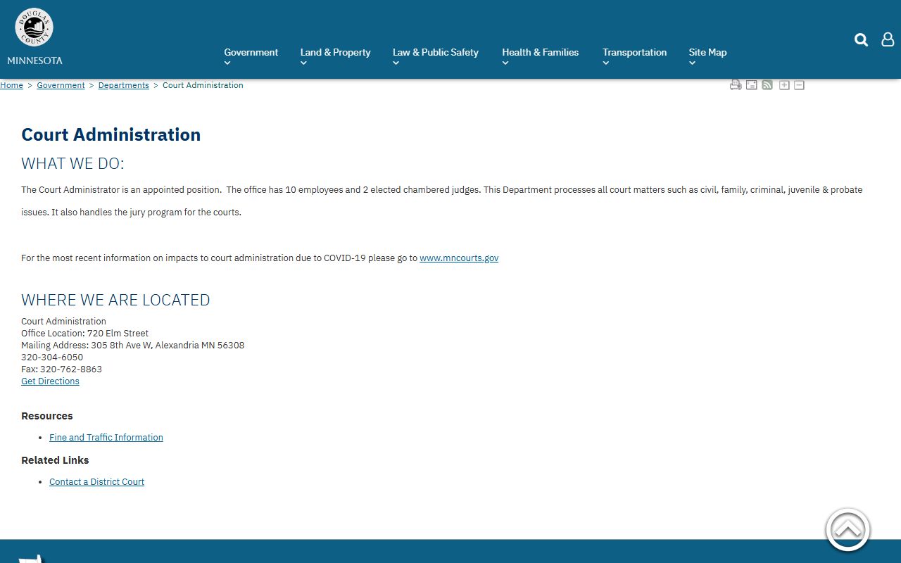 Douglas County Court records Court Administration page