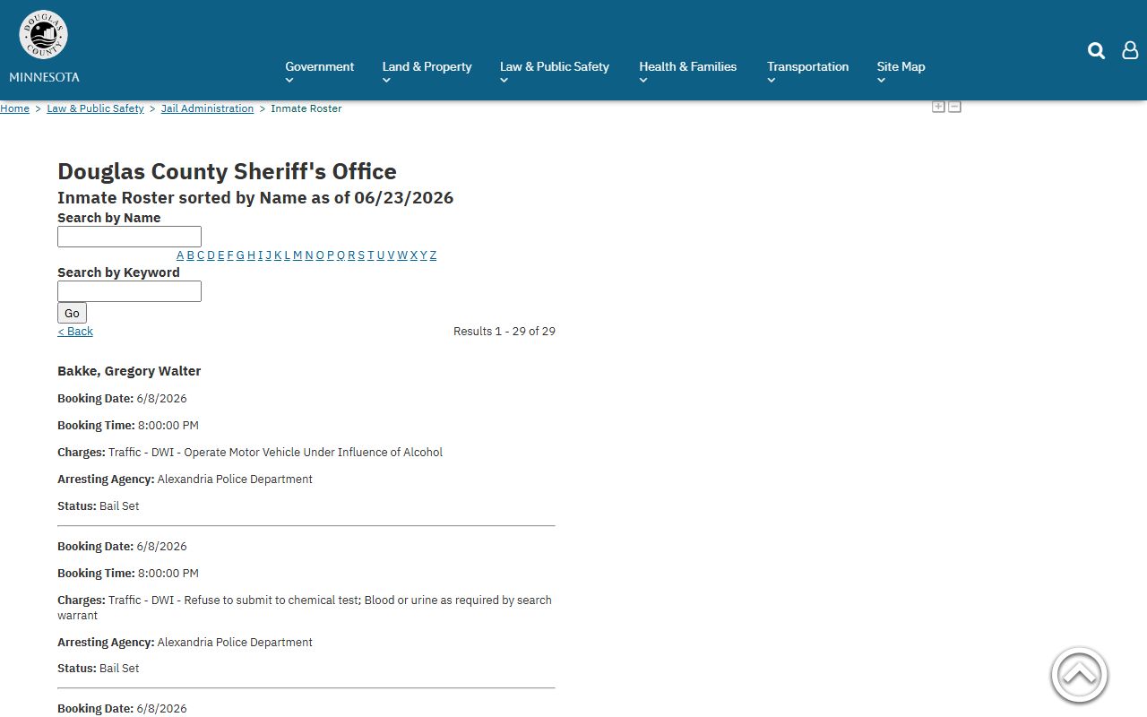 Douglas County inmate records inmate roster search
