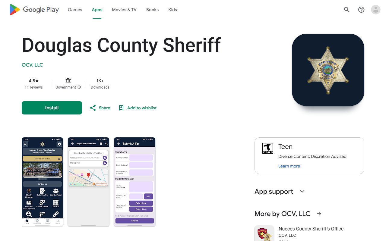 Douglas County warrant records sheriff Android app