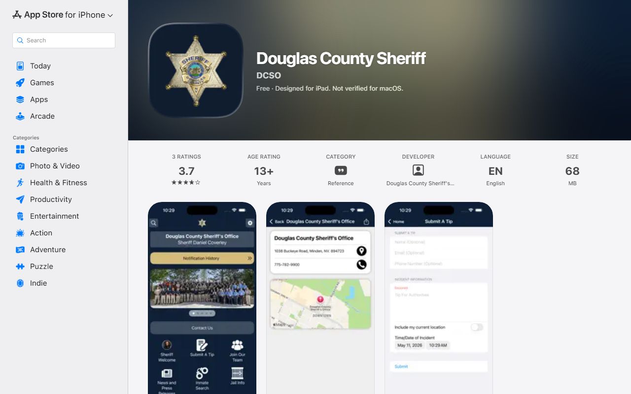 Douglas County warrant records sheriff iOS app